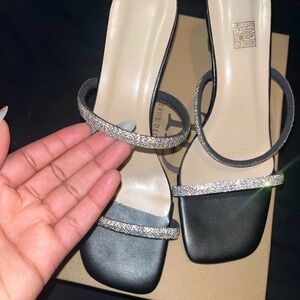 Zara Black Heels with Silver Accents